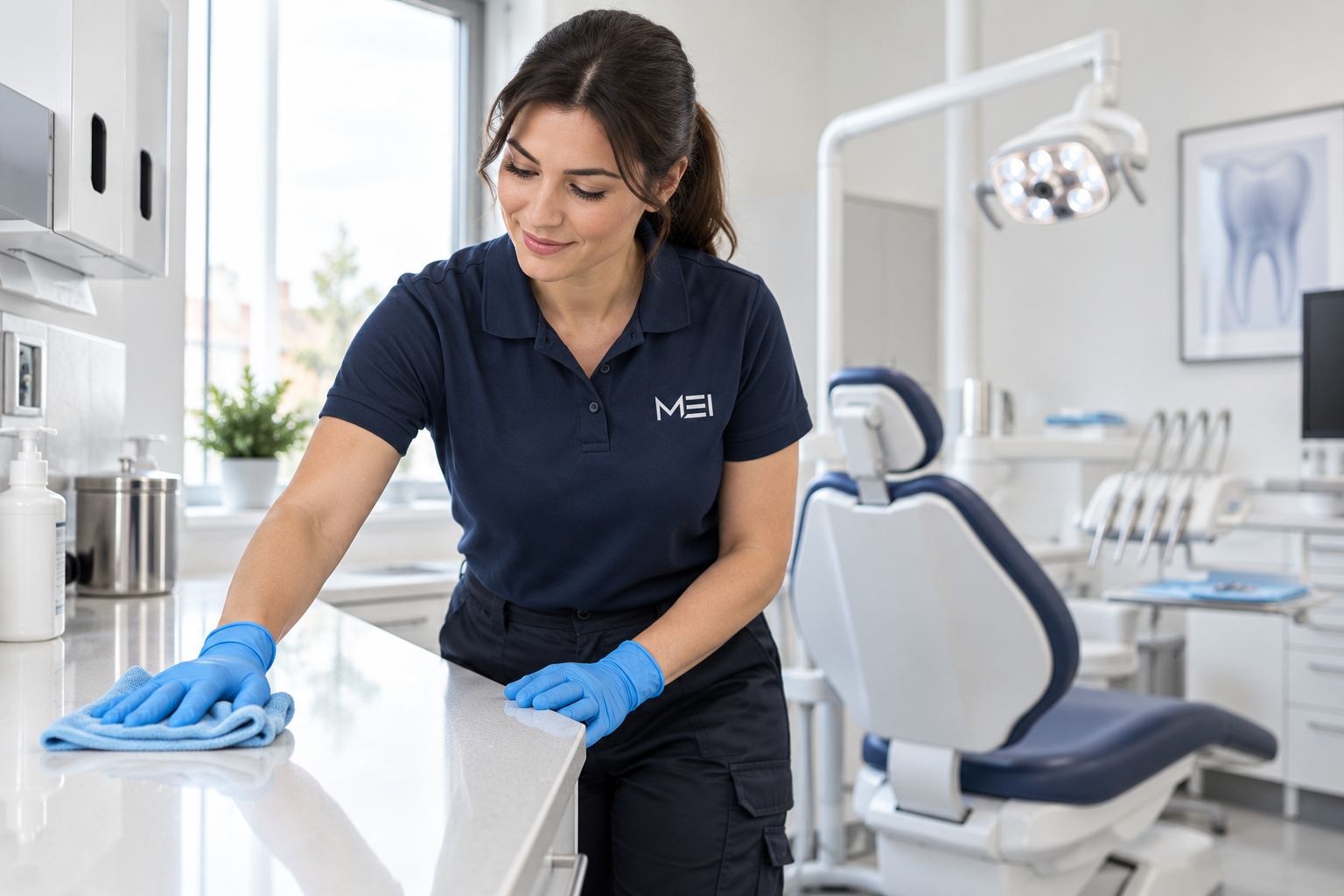 MEI dental office surface cleaning
